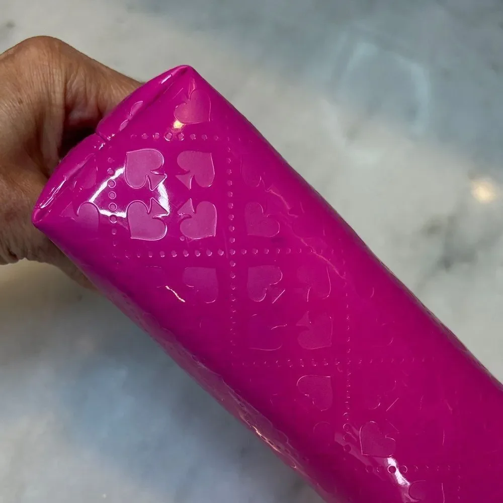 Kate Spade Fuchsia embossed logo Motif Travel Cosmetic Case Pouch Clutch - Picture 8 of 15